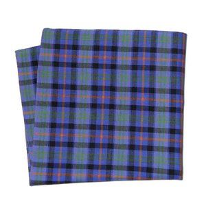 Gascoigne Large Pocket Square Plaid Cotton Blue Purple Orange Black Men's